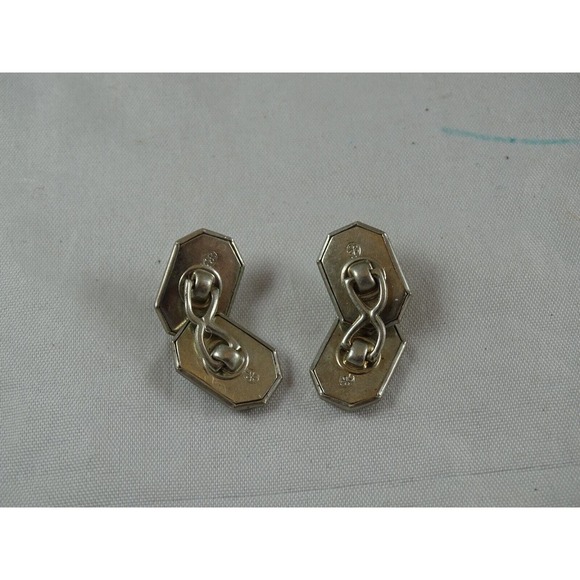Antique Parks Bros. and Rogers Etched Cufflinks Clover Horseshoe Hallmark Silver - Picture 5 of 9